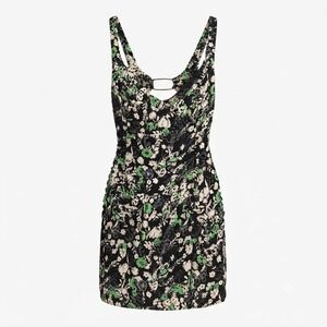 Free People Black Floral Cutout Back Mini Dress with Metal Hardware AS-IS
